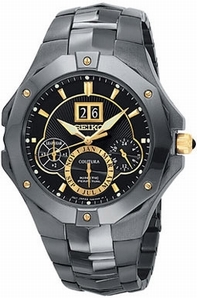 Quartz Seiko SNP017 Mens Black Watches