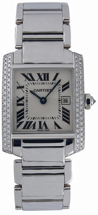 Cartier Tank Francaise WE1018S3 White Gold Case Swiss Watch