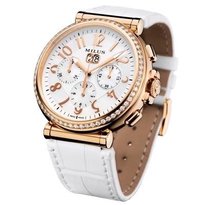 Milus Zetios Chronograph ZETC411 Rose Gold Case Swiss Watch
