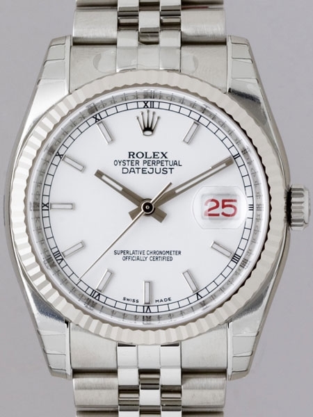 Rolex Mens 18K White Gold Watch 116234WSJ