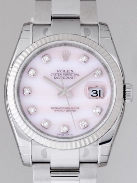 Automatic Rolex 116234 Mens Pink MOP Diamond Watches