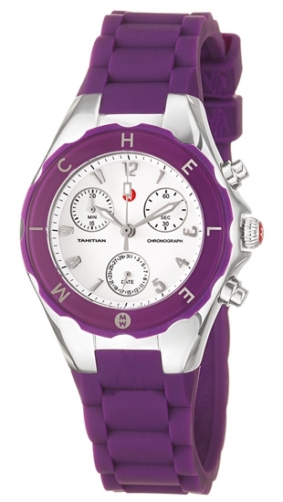 Michele MWW12D000014 White Enameled Arabic Numerals Silver Tone Watch