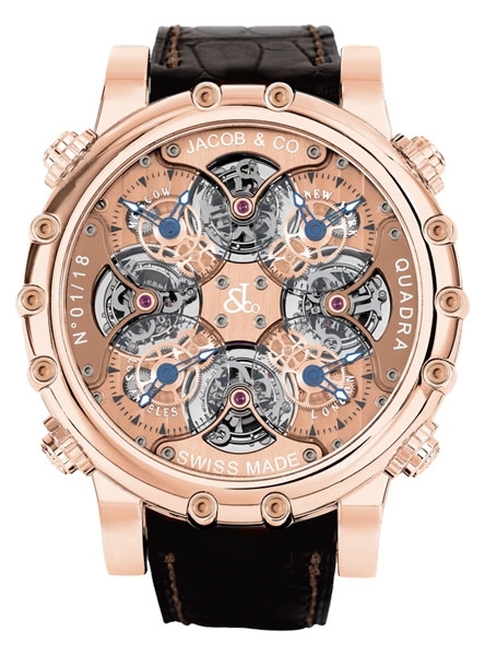 Transparent Sapphire Disk Revealing Skeletonized T Jacob & Co. NT1RG Mens 18k Rose Gold Watch