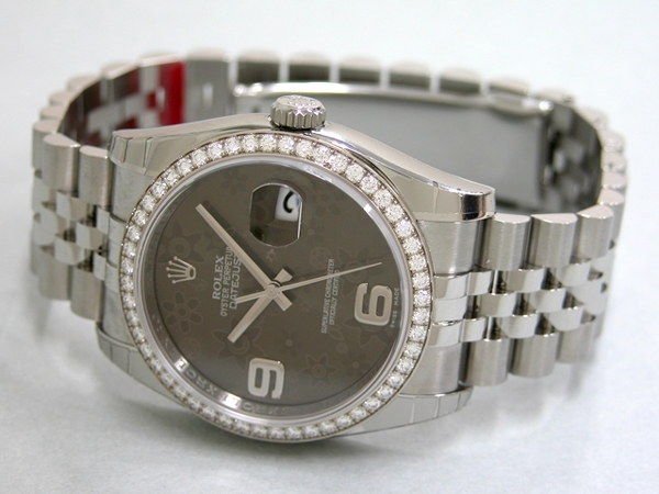 Rolex 116244 Black Floral Watch