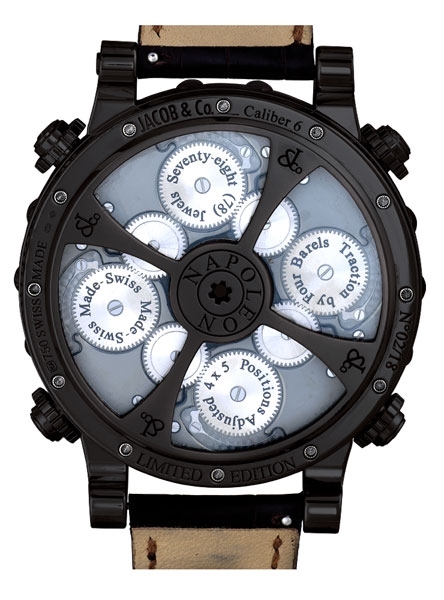 Manual Winding Jacob & Co. NT1T Mens Titanium skeletonized four tourbillon escapements and four time zone apertures Watches