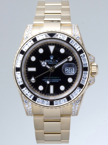 Rolex Mens 18K Yellow Gold set with 36 Diamonds and 12 Black Sapphires Watch 116758