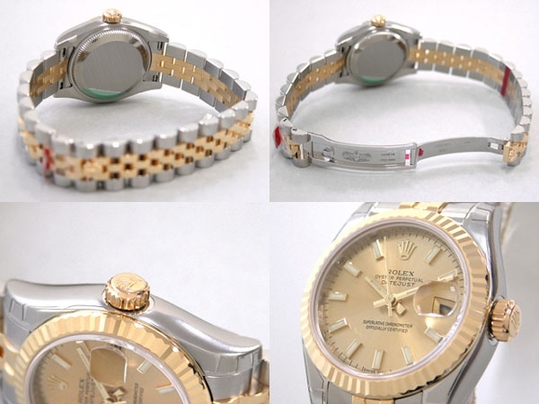 Automatic Rolex 179173 Womens Champagne Stick Dial Watches