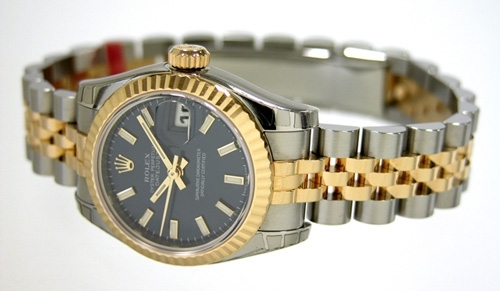 Black Rolex 179173 Mens Yellow Gold Watch