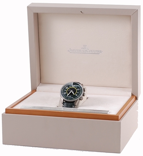 Jaeger LeCoultre Amvox Alarm 191T440 Green with inner Black Guilloche and yellow highlights Dial Watch