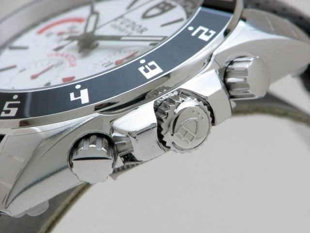 Tudor GranTour Chrono 20350 White with luminescent applied stick hour markers and bar-shaped hands Dial Watch