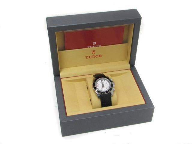 Tudor GranTour Chrono 20350 White with luminescent applied stick hour markers and bar-shaped hands Dial Watch