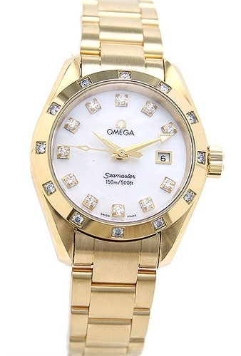 Quartz Omega 2075.75.00 Womens White Mother of Pearl Diamond Watches