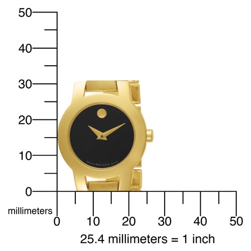 Black Movado 604758 Womens Gold Plated Stainless Steel Watch