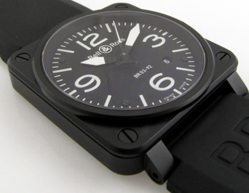 Bell Ross Mens Black Carbon Coating On Stainless Steel Watch BR03-92 CARBON