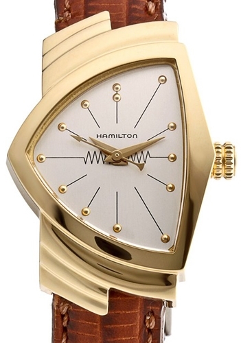Hamilton Ventura H24231512 Polished Gold Plated Trapezoid Case Swiss Watch