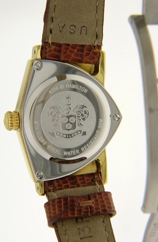 Hamilton Ventura H24231512 Polished Gold Plated Trapezoid Case Swiss Watch
