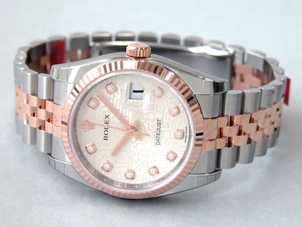 Silver Jubilee Diamond Rolex 116231 Mens 18kt Rose Gold And Stainless Steel Watch