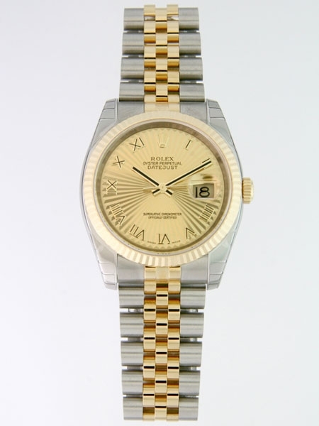 Rolex Datejust Mens 116233 18kt Yellow Gold and Stainless Steel Case Swiss Watch