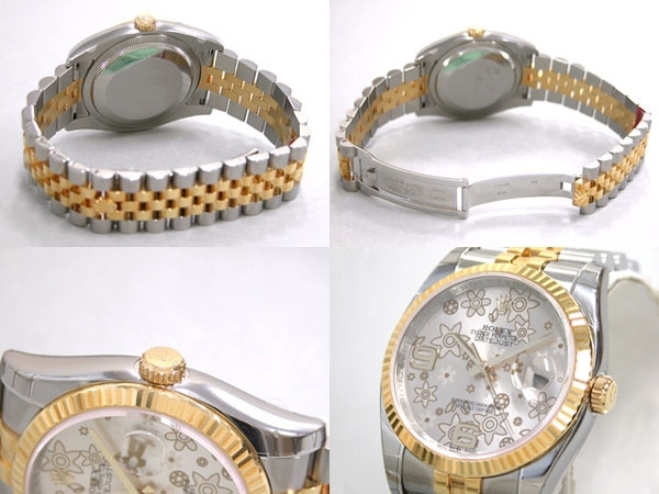 Rolex Datejust Mens 116233 Silver Floral Arabic Dial Watch