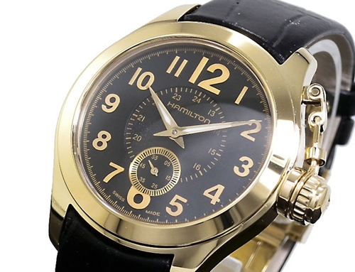 Hamilton Khaki Navy H77331733 Stainless Steel Yellow Gold Plated Case Swiss Watch