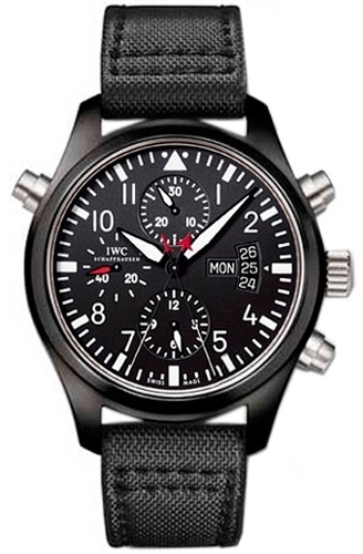 Mens IWC Pilots Double Chrono IW379901 Zirconium Oxide Watch