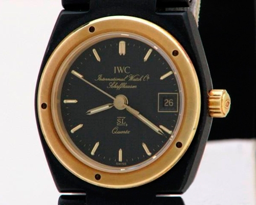 Quartz IWC IW4508 Womens Black with applied stick hour markers and bar-shaped hands Watches