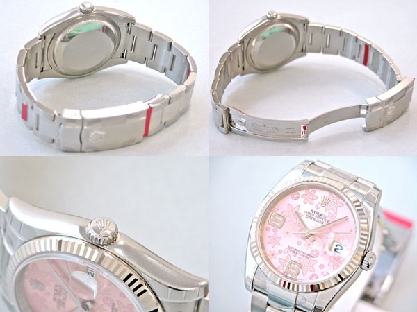 Pink Floral Rolex 116234 Unisex Stainless Steel Watch